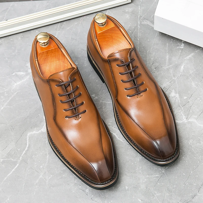 

Men Retro Formal Shoes PU European Style Lace Up Business Office High-quality Derby Shoes Gentlemen Social Shoes Size 38-45