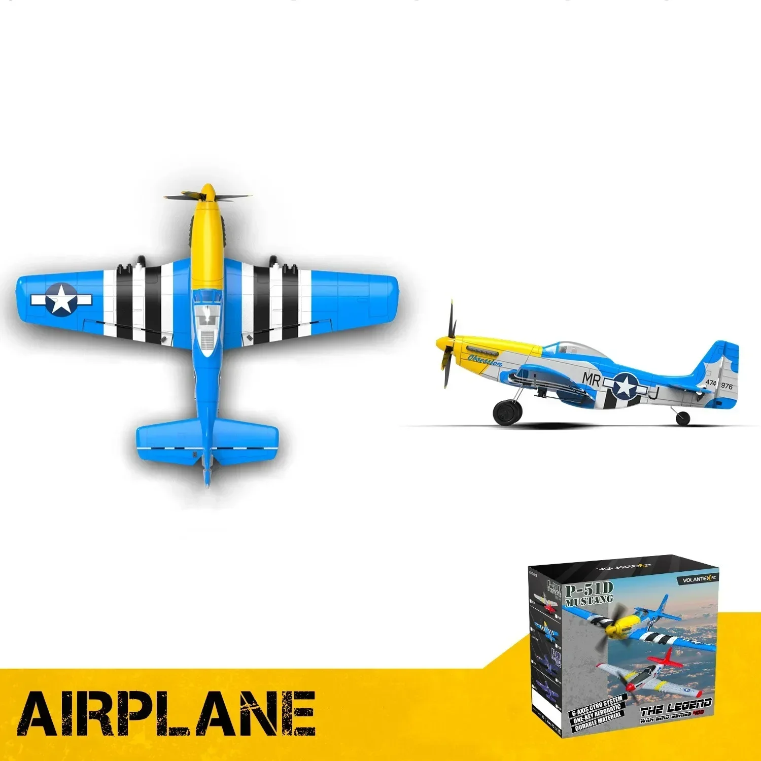 Volantex 761-5v2 Blue P-51d Rc Four-channel Remote Control Airplane Model Electric Foam Rc Aircraft Children Outdoor Toy