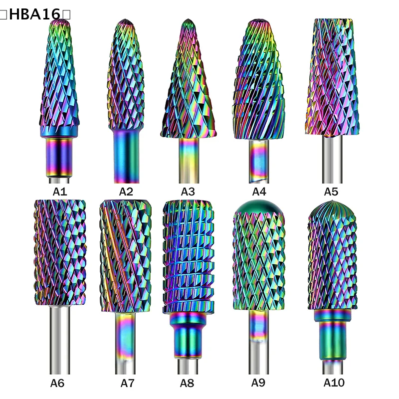 Forets à cuticules en acier au tungstène irisé, nettoyeur sous les ongles, peau morte, préparation des ongles 3/32 pouces pour lime à ongles électrique