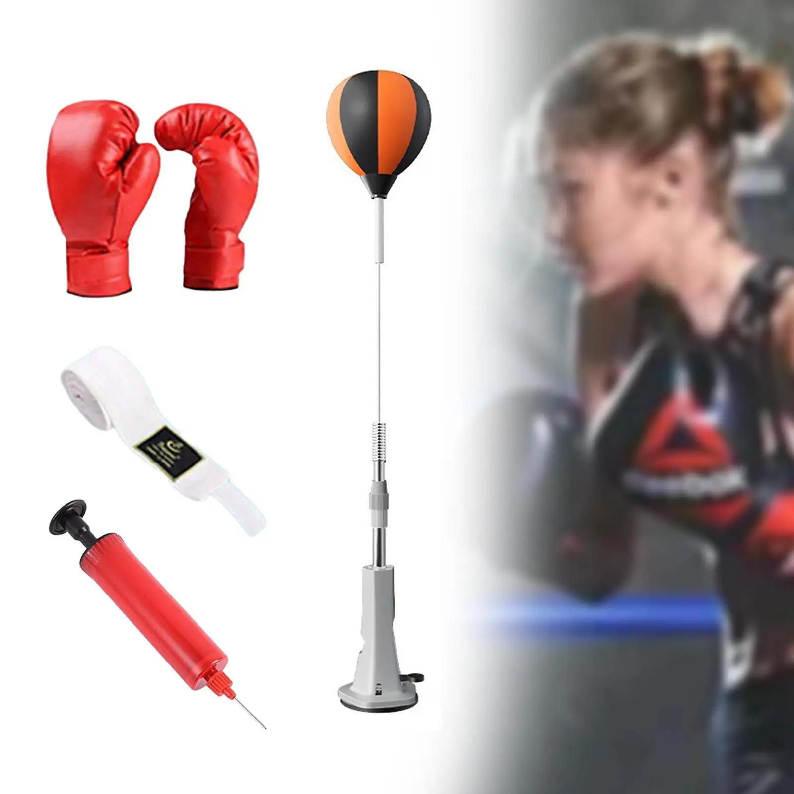 Boksreactiebal Boksuitrusting met handschoenen Workout Mma Ponssnelheid Home Gym Fitness Reflexbal In hoogte verstelbaar