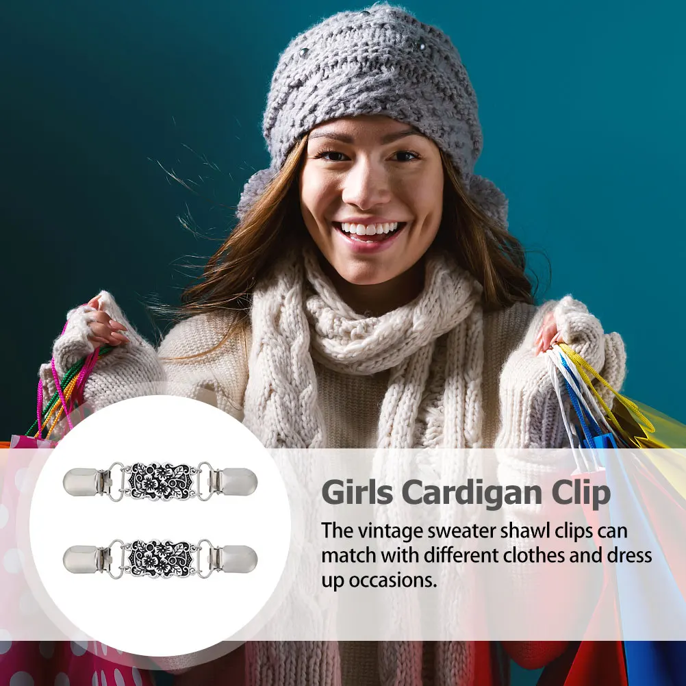 

2Pcs Decorative Sweater Clips Zinc Alloy Material Safe Durable for Knitwear Shawls Cape Clips Eye Catching Sweater Buckles
