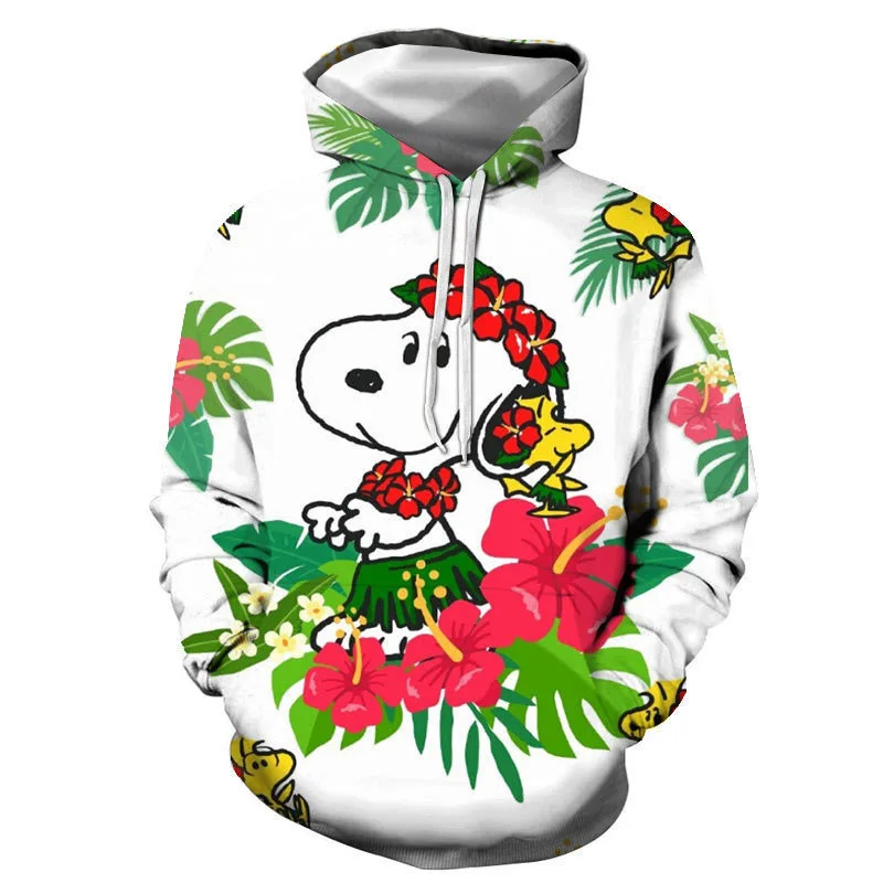 2022 New Snoopy Cute Cartoon Casual Loose Students Top S-5Xl Kawaii Anime Printed Comfortable Hoodie for Boys Birthday Gifts