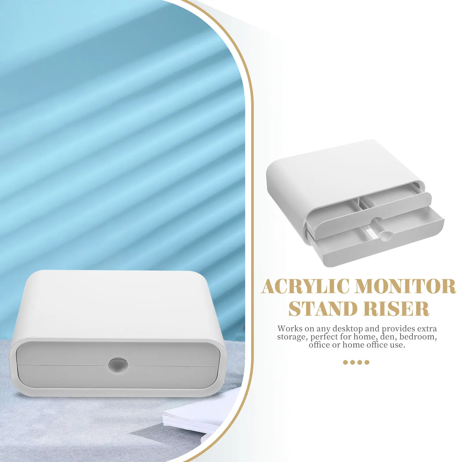 

Подставка для монитора с выдвижным ящиком для хранения, регулируемая по высоте, для компьютера и ноутбука, с противоскользящим основанием, экономит место, для офиса