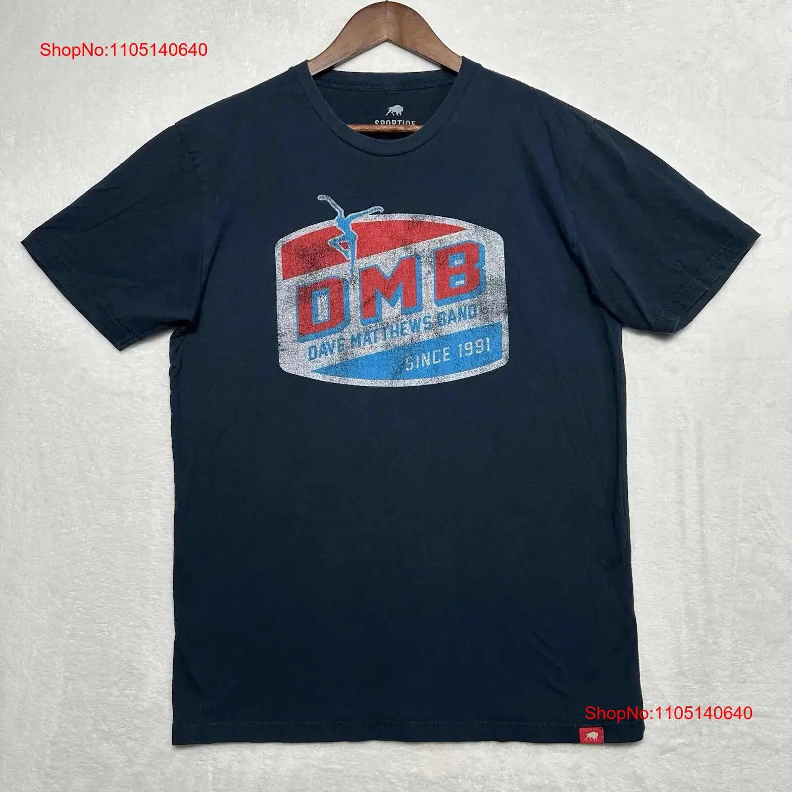 تي شيرت Dave Matthews Band Sportiqe تي شيرت رجالي كبير منقط أزرق ناعم عتيق مغسول للجنسين للارتداء اليومي