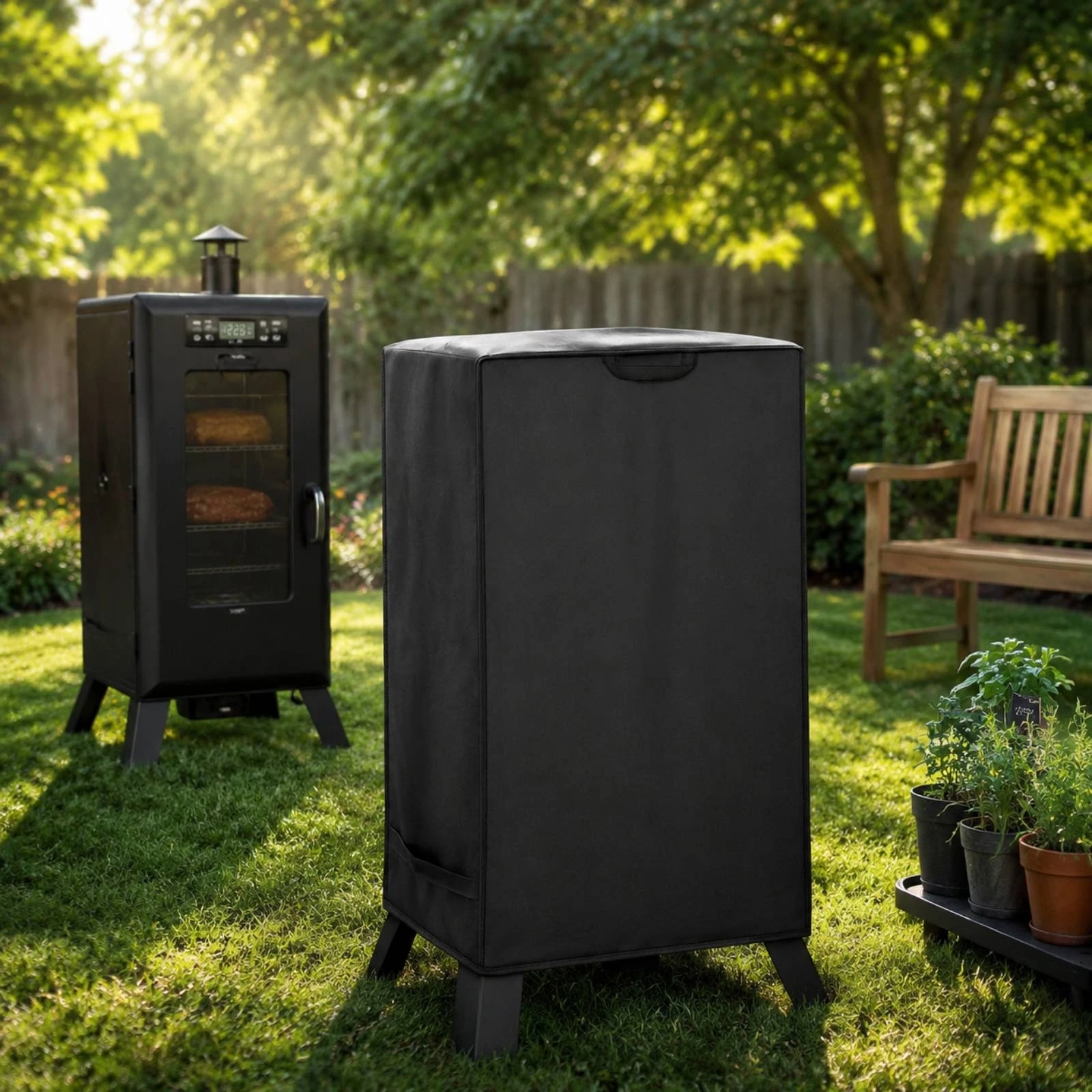 

Smoker Cover Sewn Seams Rectangular Smoker Cover Backyard Gear Dustproof Outdoor Protection Secure Fit