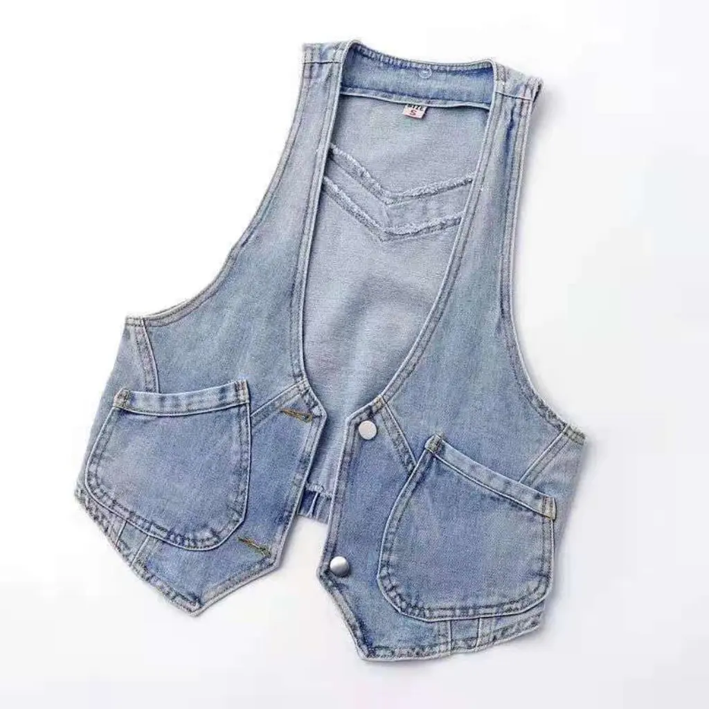 

Women's Loose Hooded Denim Vest Korean Style Spring Summer Fashion Short Jacket