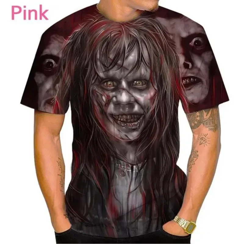 Horror Movie The Exorcist 3D Printed T-shirt Round Neck Short-sleeved Casual Tops For Men and Women Cosplay Men\'s Clothing