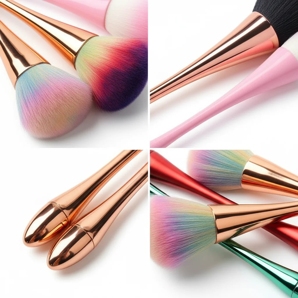 5 Colors Nail Dust Brush Set, Large Powder Brush for Acrylic Nail Art, Makeup Blush Brush, Cleaning Brush for Dip Powder