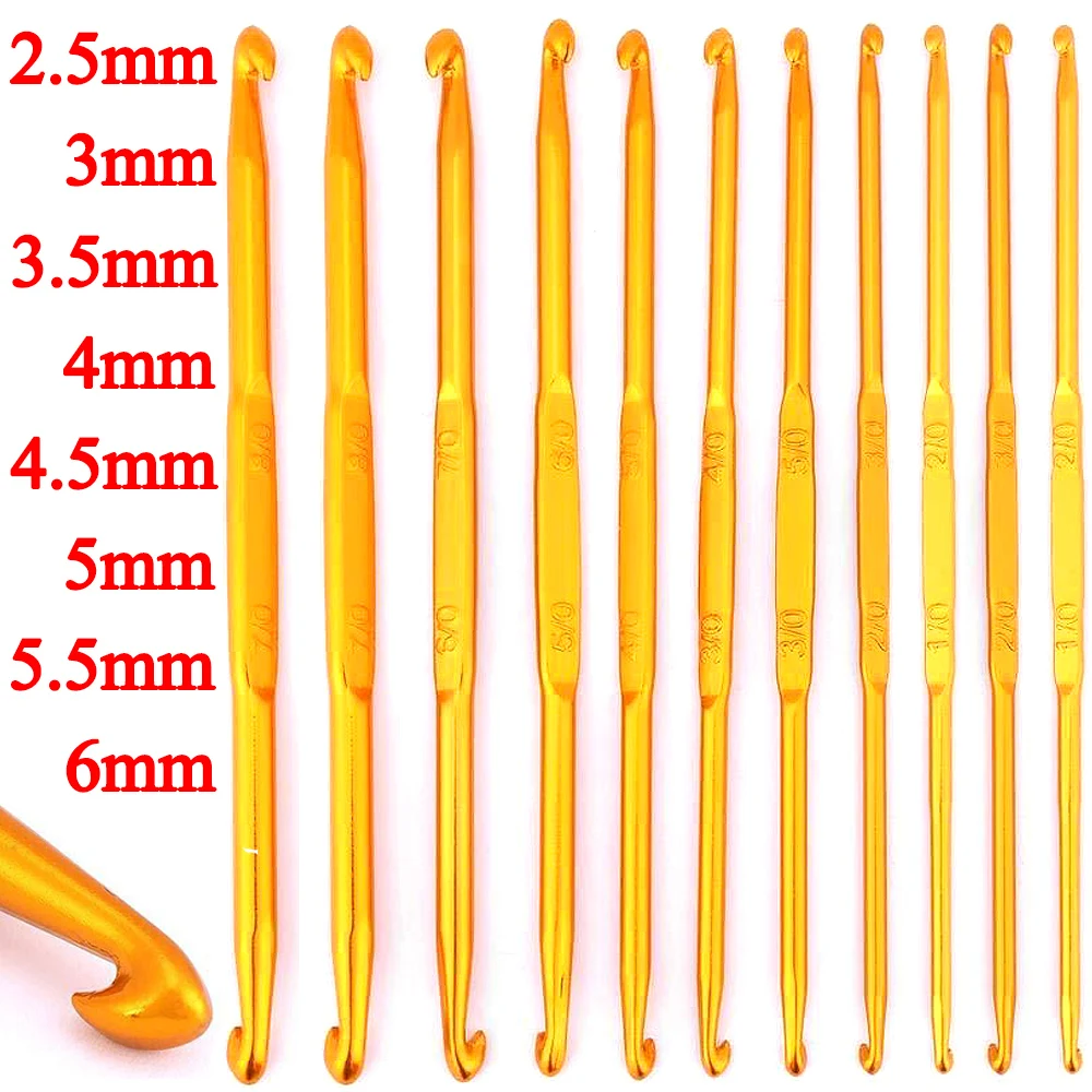 1/5PCS Double Head Sewing Crochet Hooks Gold Aluminum Alloy Knitting Crochet Needles DIY Yarn Clothing Handmade Weaving Tools