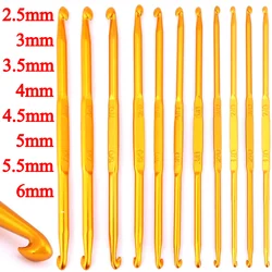 1/5PCS Double Head Sewing Crochet Hooks Gold Aluminum Alloy Knitting Crochet Needles DIY Yarn Clothing Handmade Weaving Tools