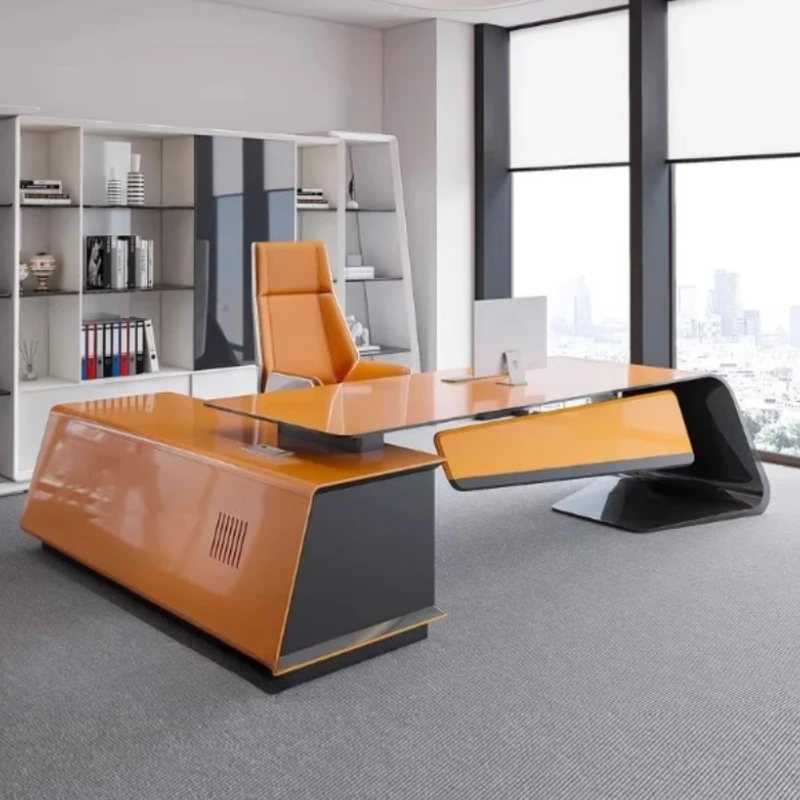 

Waterproof Luxury Office Desk Cabinet Modern Writing Executive Computer Desks Study White Storage Escritorio Oficina Furniture