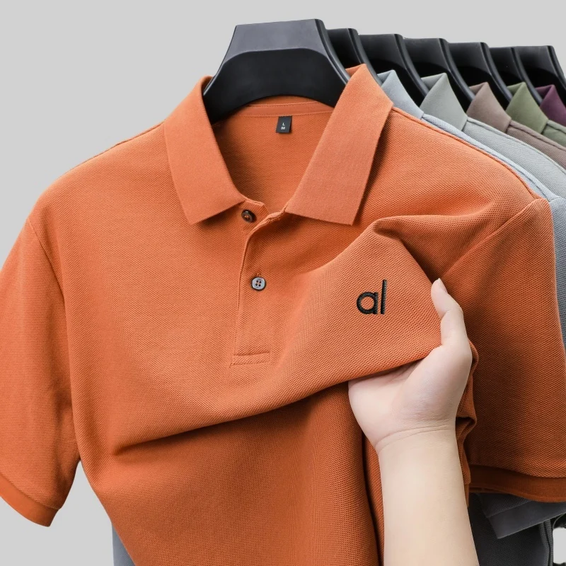 

100% pure cotton high-end comfortable summer new polo shirt men's fashion brand classic embossed letter business casual T-shirt