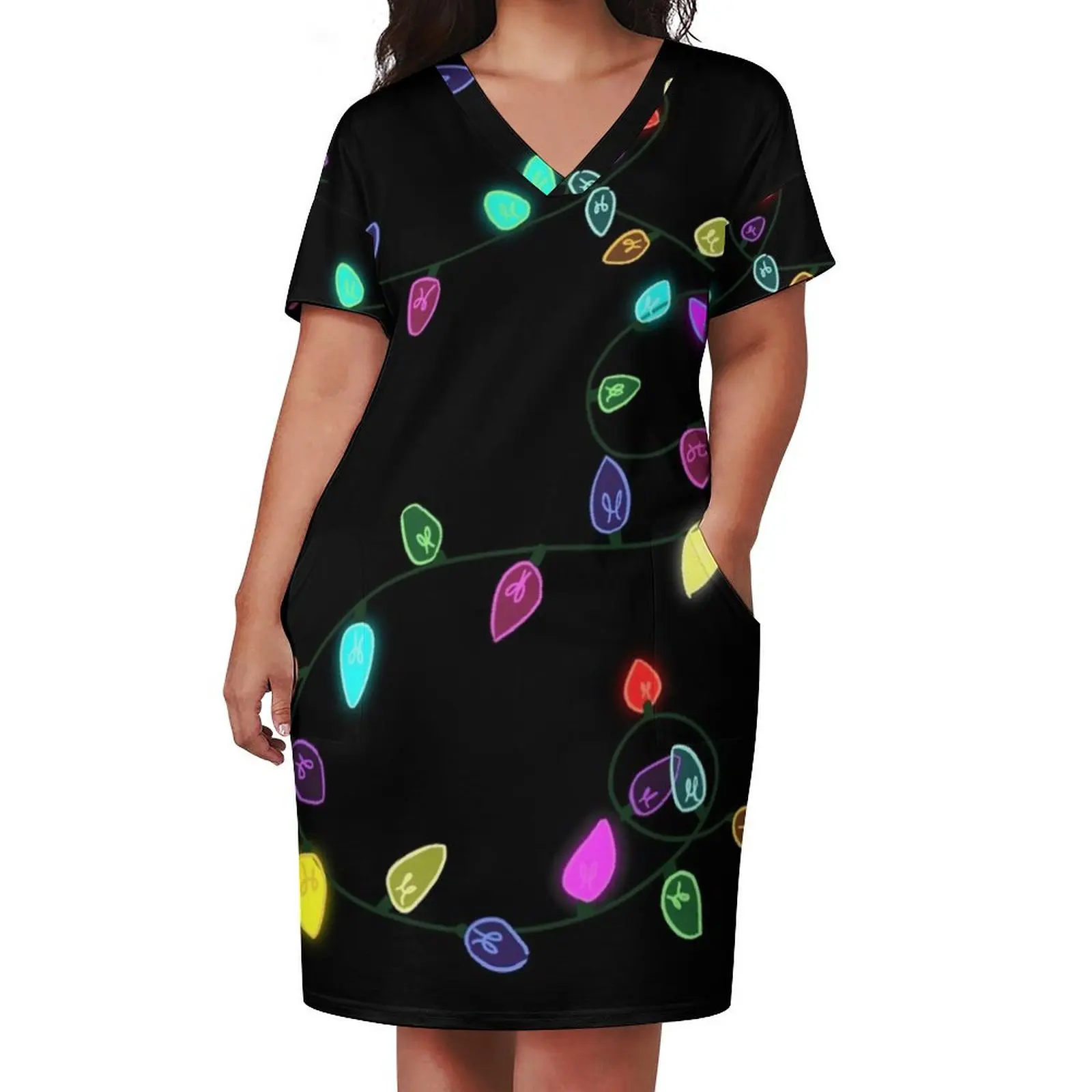 Strange Lights Loose Pocket Dress Women