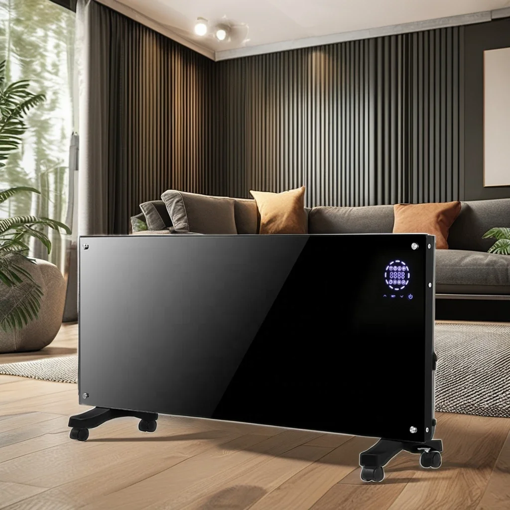 1500W Glass Panel Portable Heater Touch Screen Remote Control WiFi IP24 Wall-Mounted Electric Room Bathroom EU Living Room