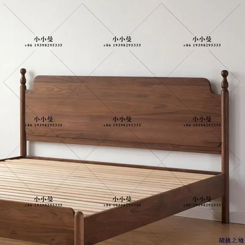 Solid Wood Black Walnut Double Bed Nordic Simple Japanese Style Bedroom Furniture North American Cherry Master Bedroom Bed