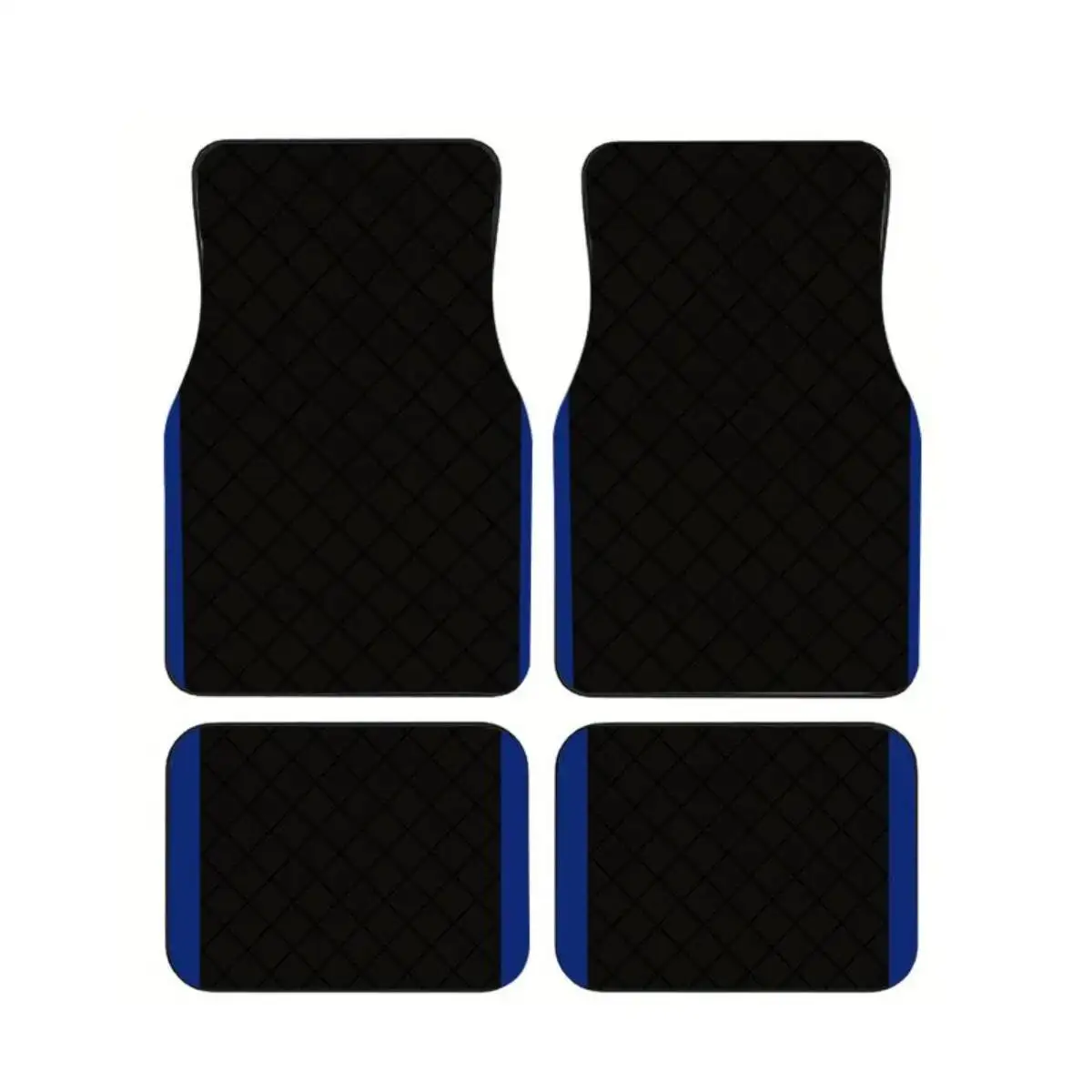 

4pcs Blue Trim Diamond Pattern Car Floor Mats Set Universal Anti-Slip Waterproof Auto Foot Carpets Car Accessories For Sedan SUV