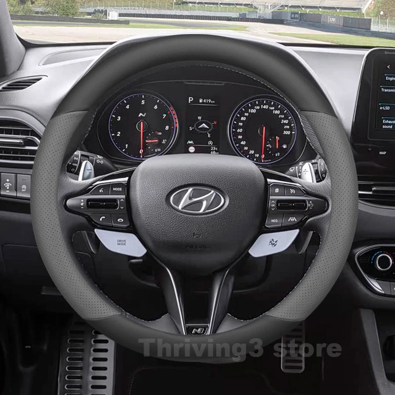 

Leather Car Steering Wheel Cover For Hyundai i30 N N-Line Hybrid 2013-2024 Non-slip Auto Steering Wheel Hyundai i30 Accessories