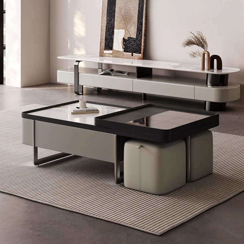 Mesa de centro de diseño de almacenamiento, Mesa auxiliar rectangular de diseño de lujo de estilo moderno, muebles de salón de Centro ahorradores de espacio de diseño