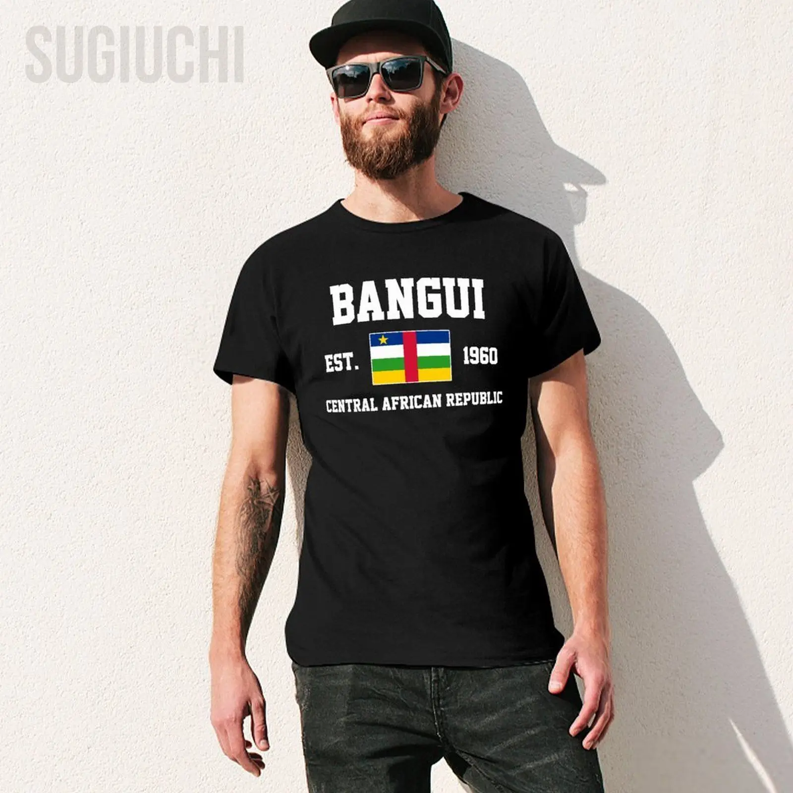 Patriotic Flag Central African Republic EST.1960 Bangui Men Tshirt Tees T-Shirt O-neck T Shirts Women Boys Clothing 100% Cotton
