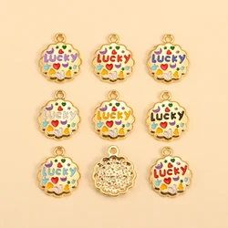 10Pcs Gold-plated Metal Charms Enamel Lucky Letter Pendants for Jewelry Making Earrings Keychain DIY Accessories Supplies