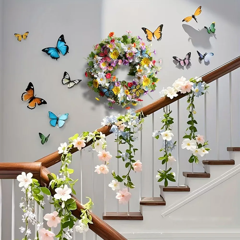 Tulip Wreath with Structured for stem Base for Secure Hanging on Doors Walls Mirrors For Indoor and Outdoor Environments