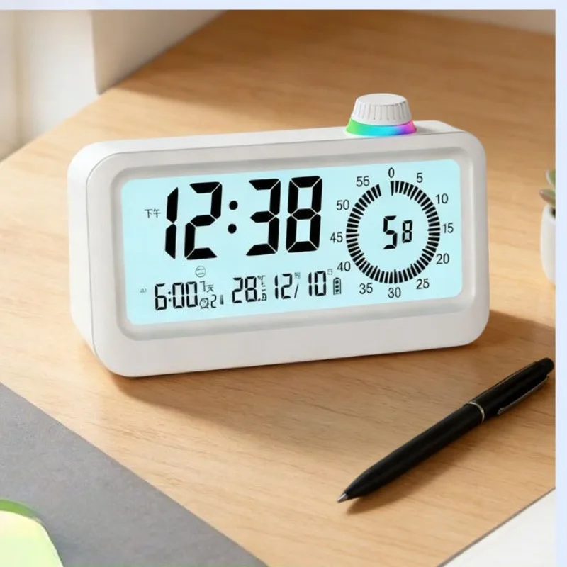 Visual Timer Desk Clock LCD Electronic Clocks Three Sets of Alarm Somatosensory Knob Multi-function Desk Clocks Desk Accessories