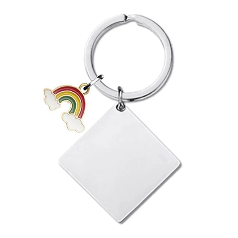 Afbeelding 6: 1Pc roestvrijstalen hart vierkante sleutelhanger blanco graveren sleutelhanger spiegel gepolijst mode-accessoires DIY sieraden maken sleutelhanger