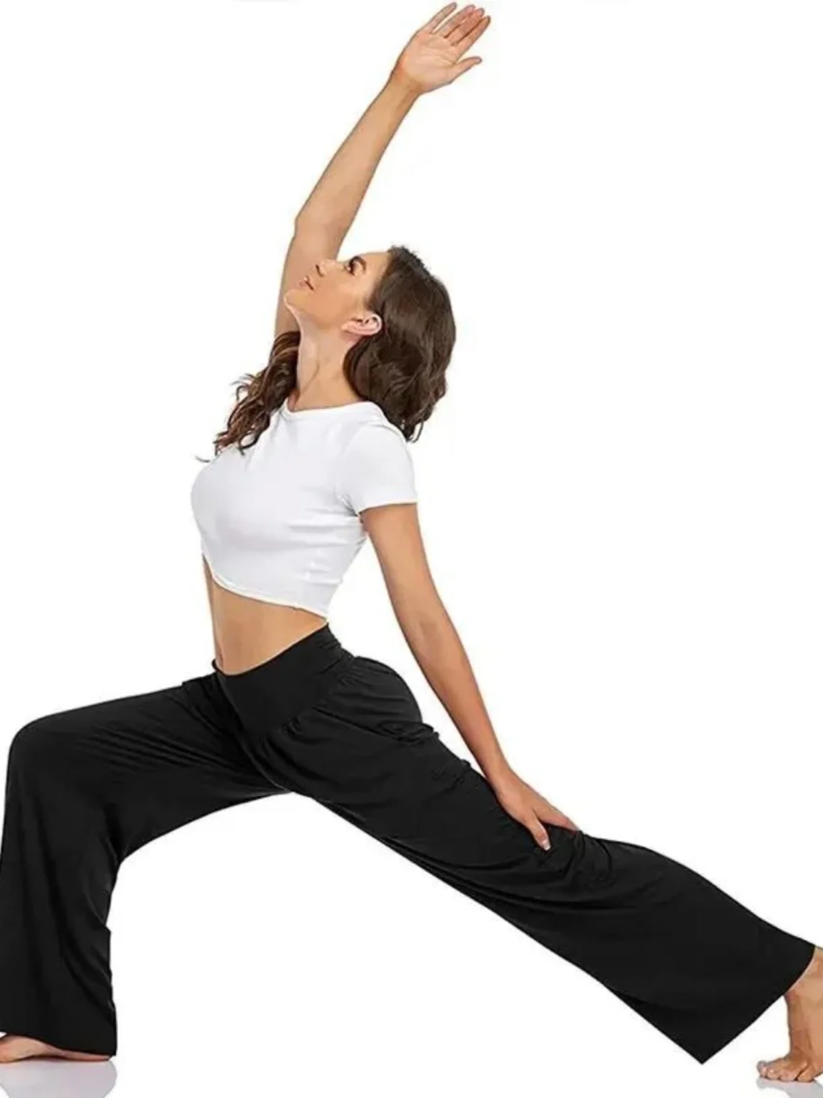 Plones de Yoga Casus de Pierna Recta y Cintura Alta, Estilo Urbano, Bloques de Color, Fibra de Poliéster, Plones d...