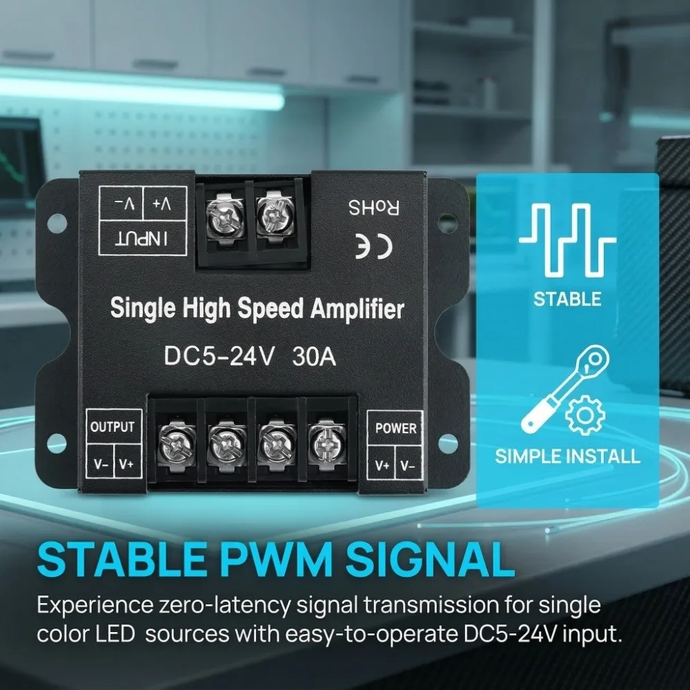 

Durable DC5-24V LED Controller RGB Single Color LED Amplifier 30A High Power Strip Controller Lamp Drive