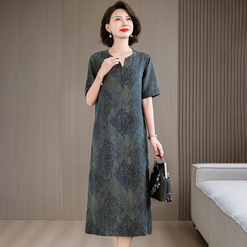 Robe mi-longue en Satin pour femmes, Vintage, luxe, moulante, bureau, soie florale, ample, élégante, décontractée, soirée, été, 2025