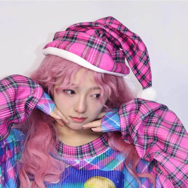 ​ ​ لون ديكورا ​ ​   تصميم الرسوم المتحركة القطيفة قبعة عيد الميلاد الحلو لوليتا فتاة لطيف Y2K شخصية عادية قبعات مرنة متعددة الاستخدامات
