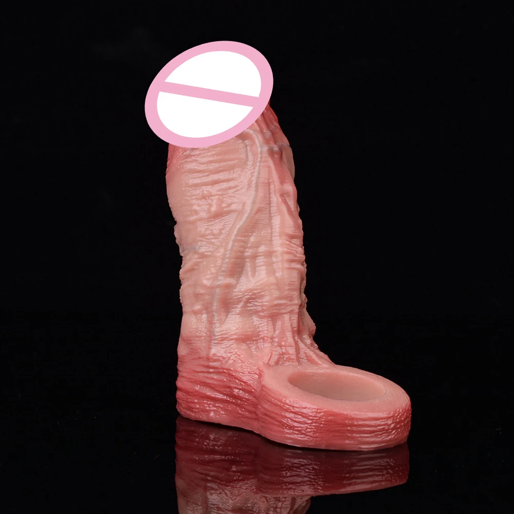ORALSX 4 أنماط قابلة لإعادة الاستخدام مفتوحة نهاية القضيب كم كبير سيليكون ديك تمديد جهاز متعة الجنس لعب للرجال ديك توسيع #3