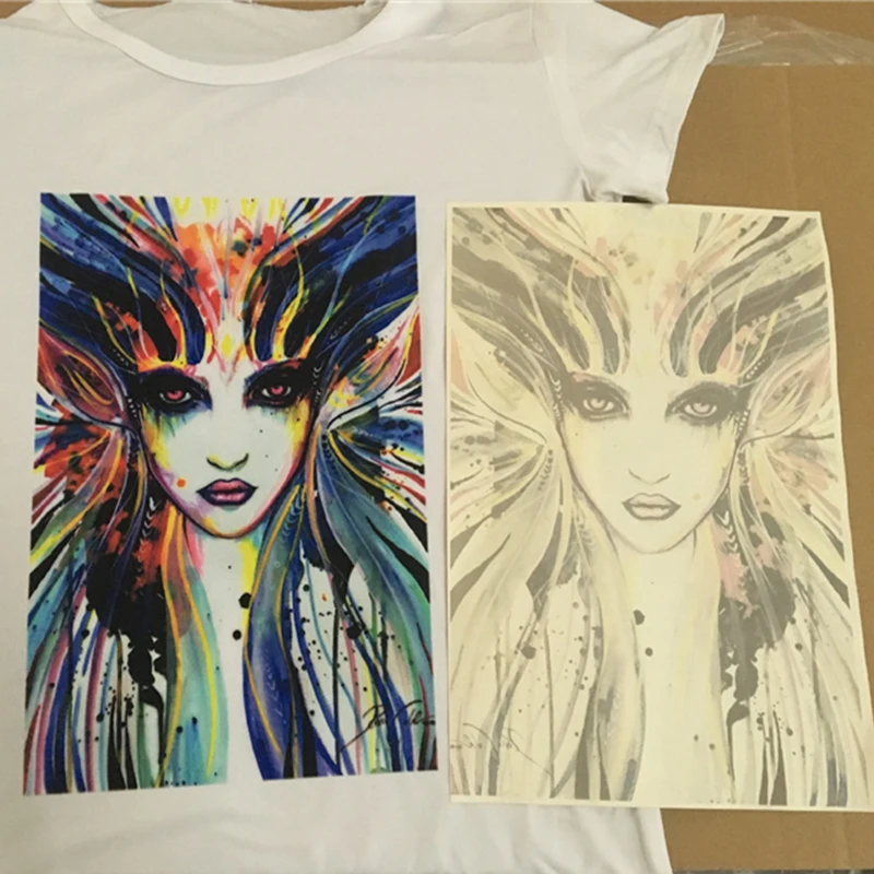 Impresión de camisetas A3 A4 en papel de transferencia térmica, tela ligera, proceso de tela, pegatina, decoración, ropa brillante, pegatinas de camisetas