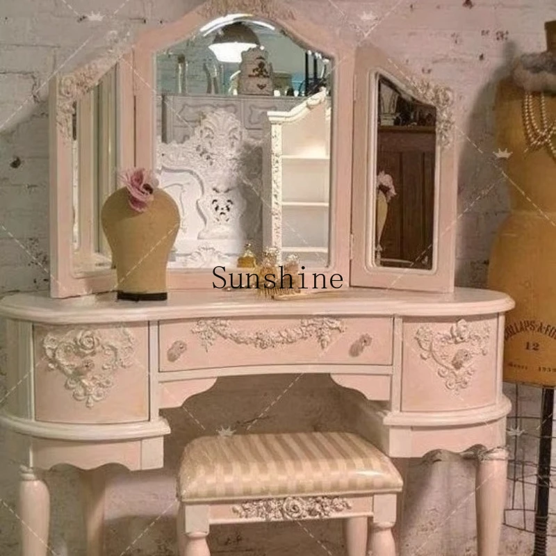 

American country solid wood dresser retro desk custom simple modern