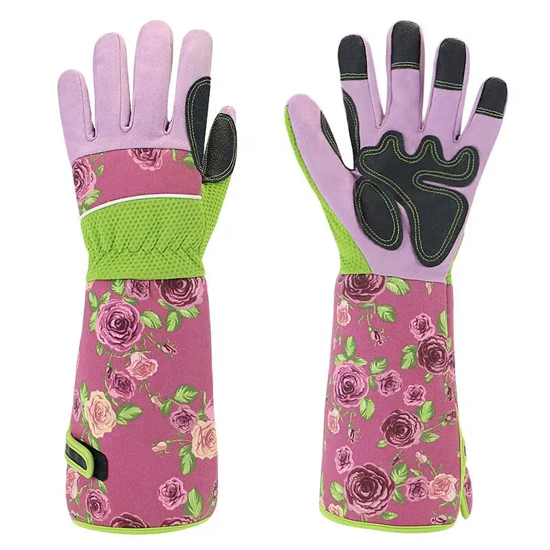 Outdoor Hand Protective Garden Work Gloves Breathable Leather Coated Garden Gloves