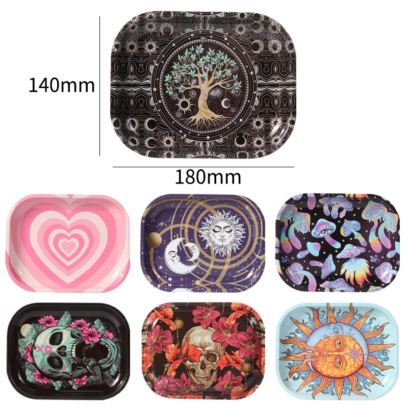 

18*14cm Metal Tobacco Rolling Tray Cigarette smoking Accessories Dish Tin Storage Plate Small Roller Container