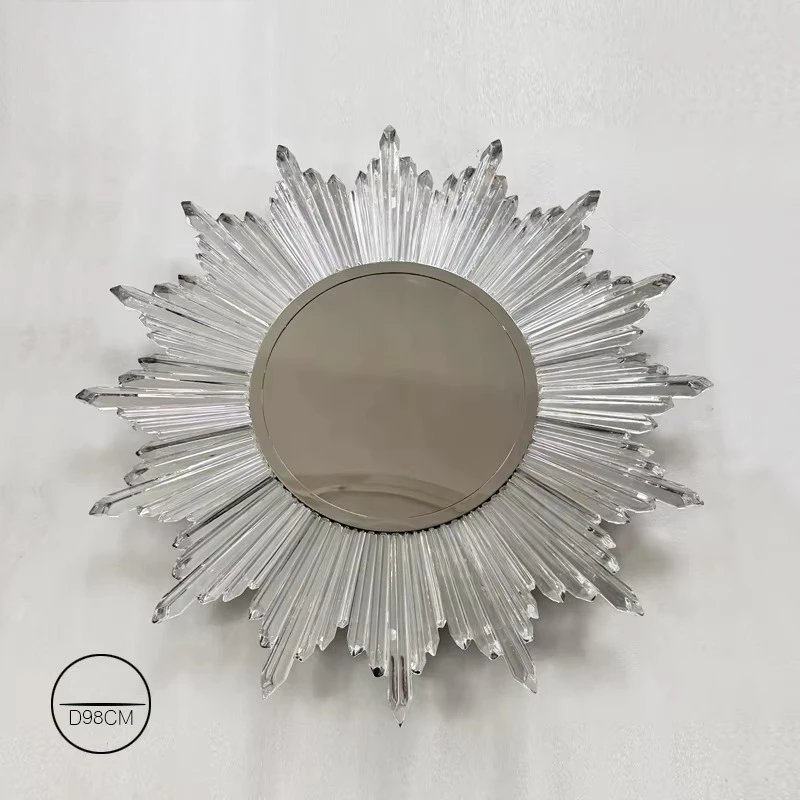 Factory Direct Sales Modern Style Hotel Living Room Decoration Crystal Round Mirror Luxury Crystal Home Decoration Suitable For