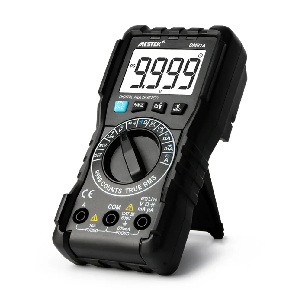 

DM91A Mini Digital Multimeter9999 Counts True RMS Auto Range AC/DC Volt Amp Ohm Diode Continuity Capacitance Tester