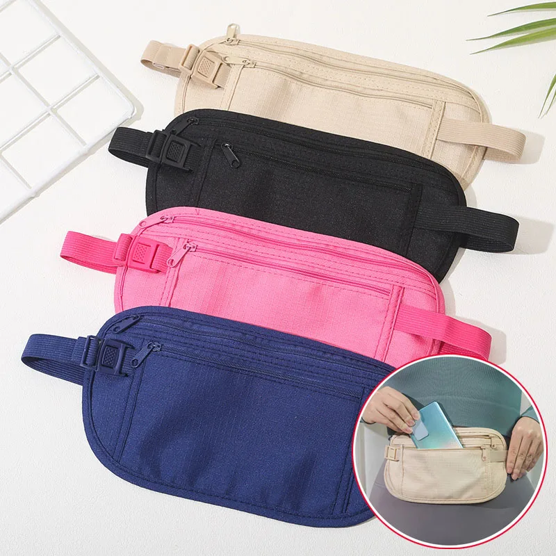1 قطعة الرياضة الجري الخصر حقيبة غير مرئية السفر الخصر حزم الحقيبة لجواز السفر المال حقيبة بحزام محفظة الأمن المخفية #1
