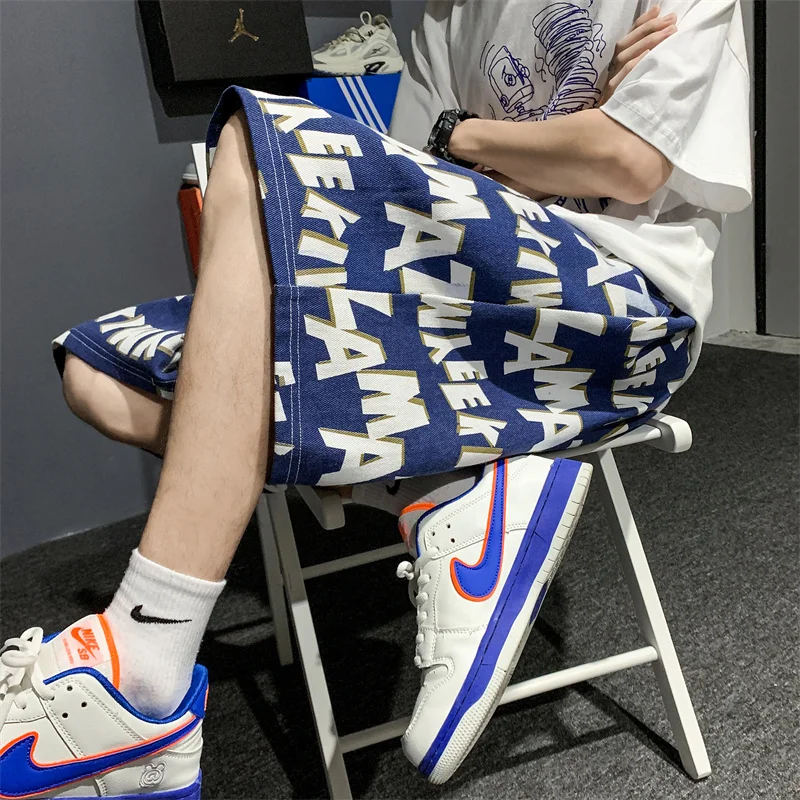 

Men Letters Print Shorts Summer Loose Casual Men Bermudas Beach Holiday Shorts Breathable College Basketball Male Sports Shorts