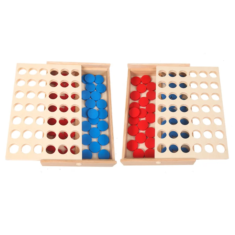 Connect Blue Red Four in A Row Wood Classic Bingo Games Funny 4 in A Line Board Family Parties Entertainment Travel Adult Toy