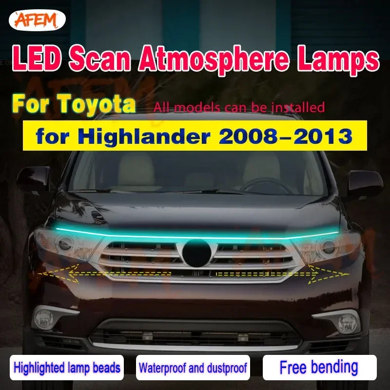 FOR Toyota Highlander 2008-2013 Upgrade LED Daytime Running Light Scan Starting Car Hood DRL Guide Decorative Ambient Lamp 12V