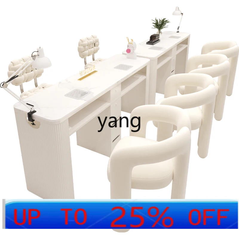 

LMMCream Воздушный гвоздовой стол и набор стульев с гнездом для пылесоса Стол для ногтей Мраморный стол для ногтей