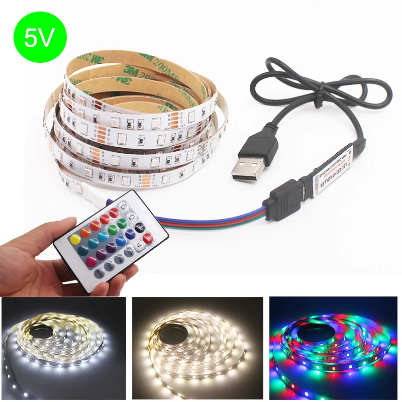 5V USB listwy Rgb Led taśma oświetlająca do pokoju dekoracja telewizora podświetlenie światła SMD2835 sypialnia kuchnia salon Decoracion lampa