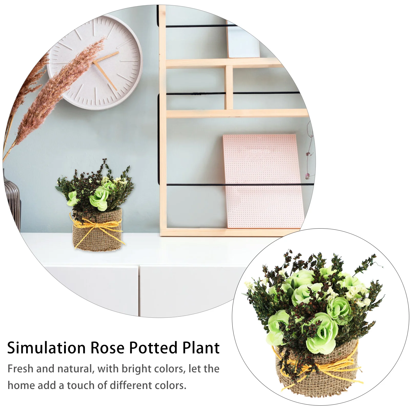 

Simulated Rose Bonsai Artificial Plant Decor for Home Office Wedding Birthday Gift Realistic Fake Green Plants Home Bonsai