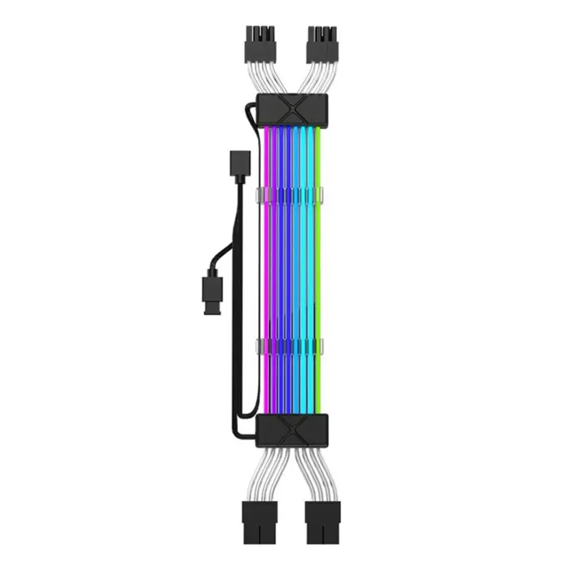 ABIJ-ARGB Extension Cable 2X8pin Light Strip For Computer Power Supply For PCIE GPU Motherboard Extension