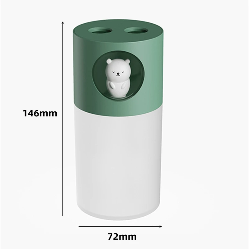 Buse de pulvérisation Double, humidificateur avec veilleuse chaude pour la maison, brume fraîche ultrasonique, diffuseur d'eau aromatique USB, 270ml