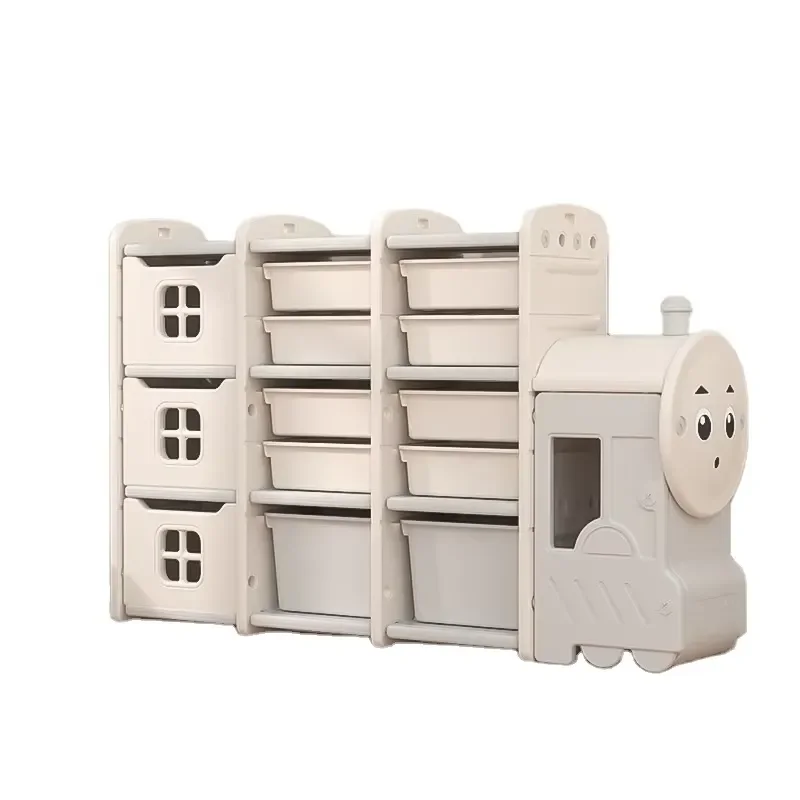 Plastic Bookshelf for Kids Room Modern Floor Storage Rack Multifunctional Layered Baby Reading Organizer Furniture