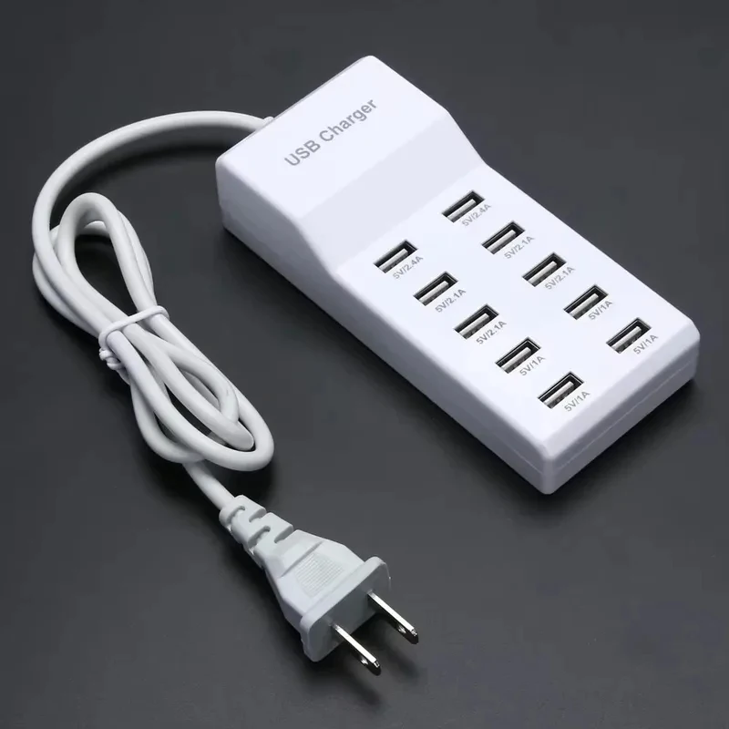 High Speed 10 Ports 5V USB Hub AC Charger Strip Adapter Portable USB Power Adapter for Home Office Travel EU Plug