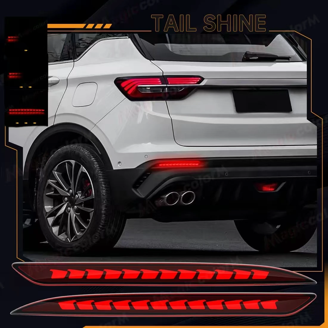 

Автомобильный светодиодный отражатель для Geely Coolray Proton X50 2018 2019 2020 2021, фонарь заднего бампера, стоп-сигнал, автомобильные аксессуары